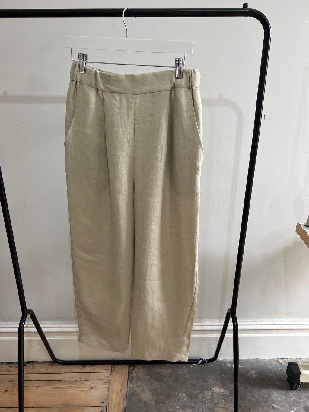 Tapered Leg Linen Trousers