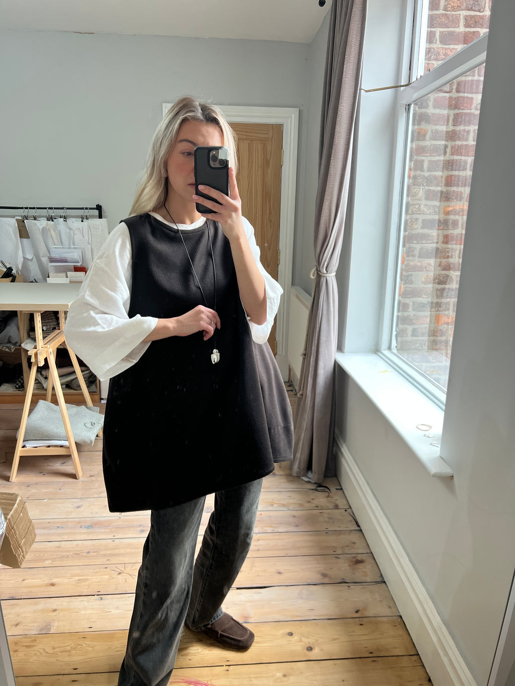 Wool Pinafore brown -sample