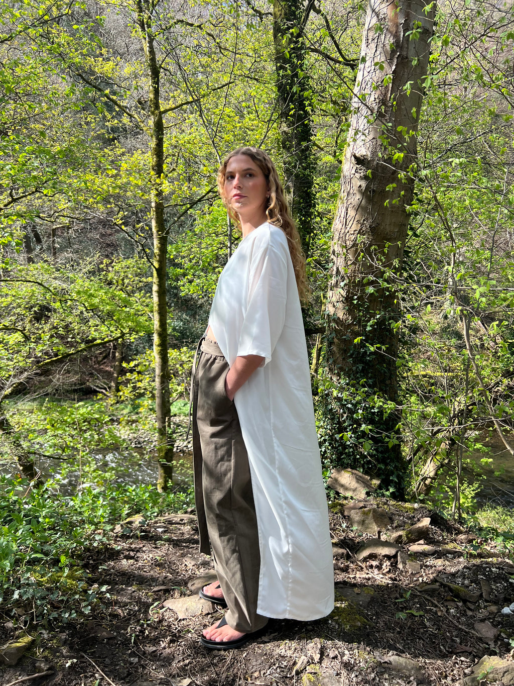 Linen Longline Split T-Shirt