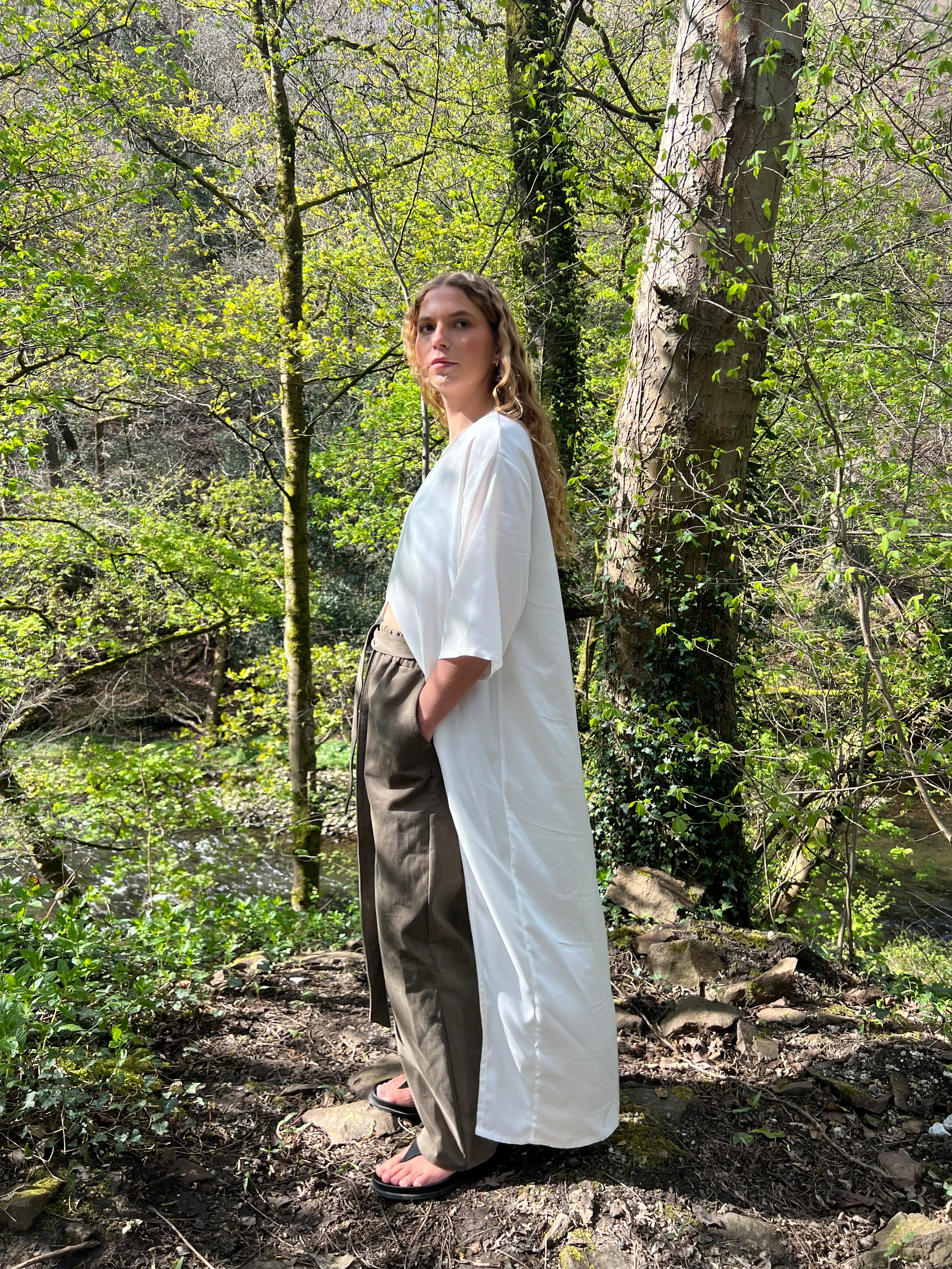 Linen Longline Split T-Shirt