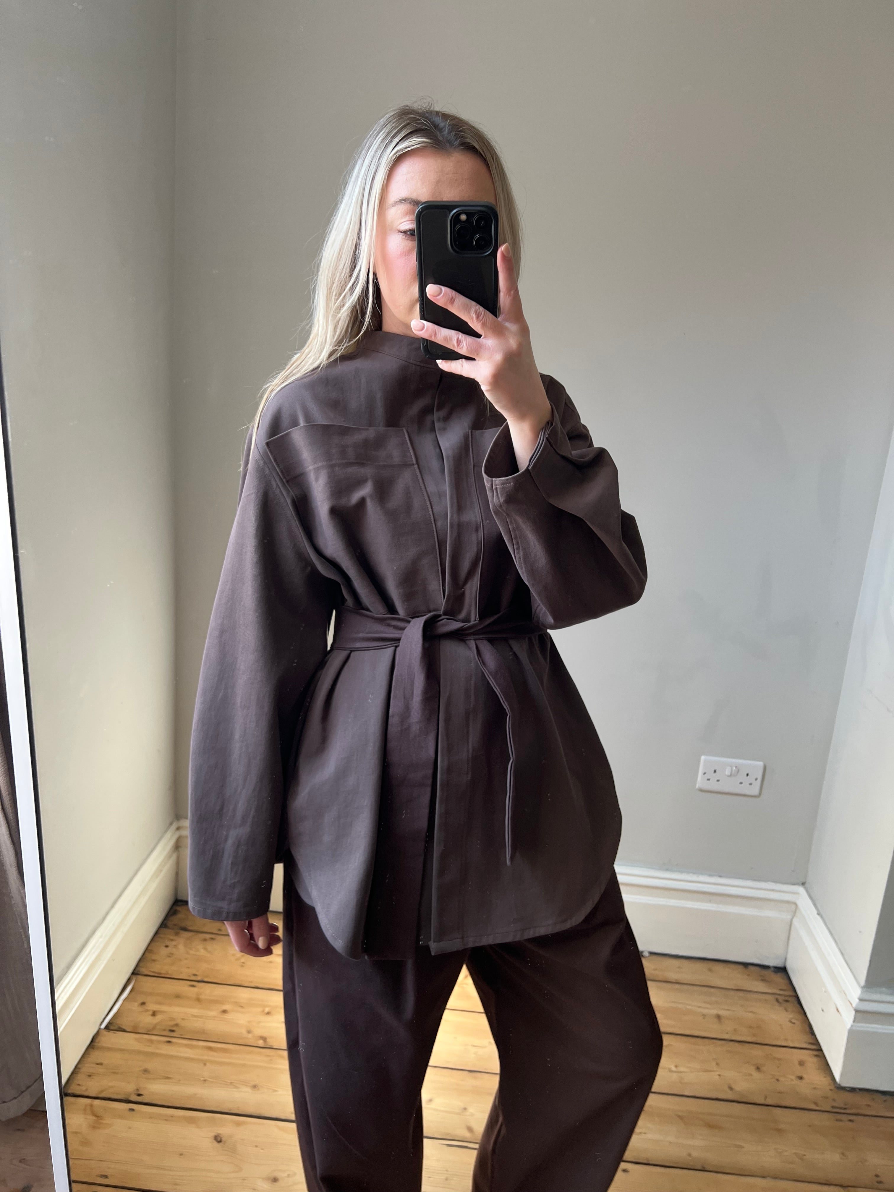 Brown cotton shacket -sample