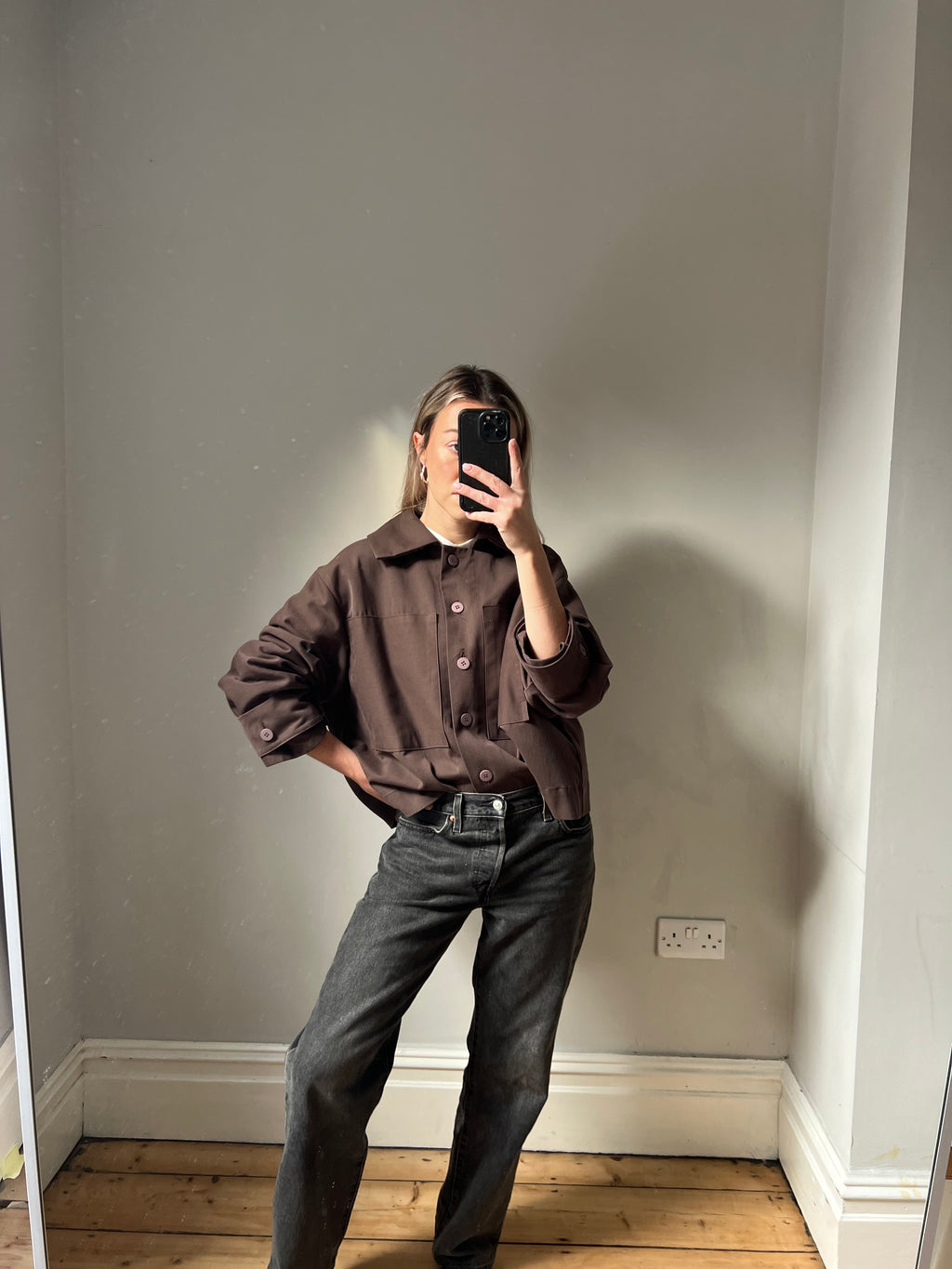 Short cotton brown jacket-sample