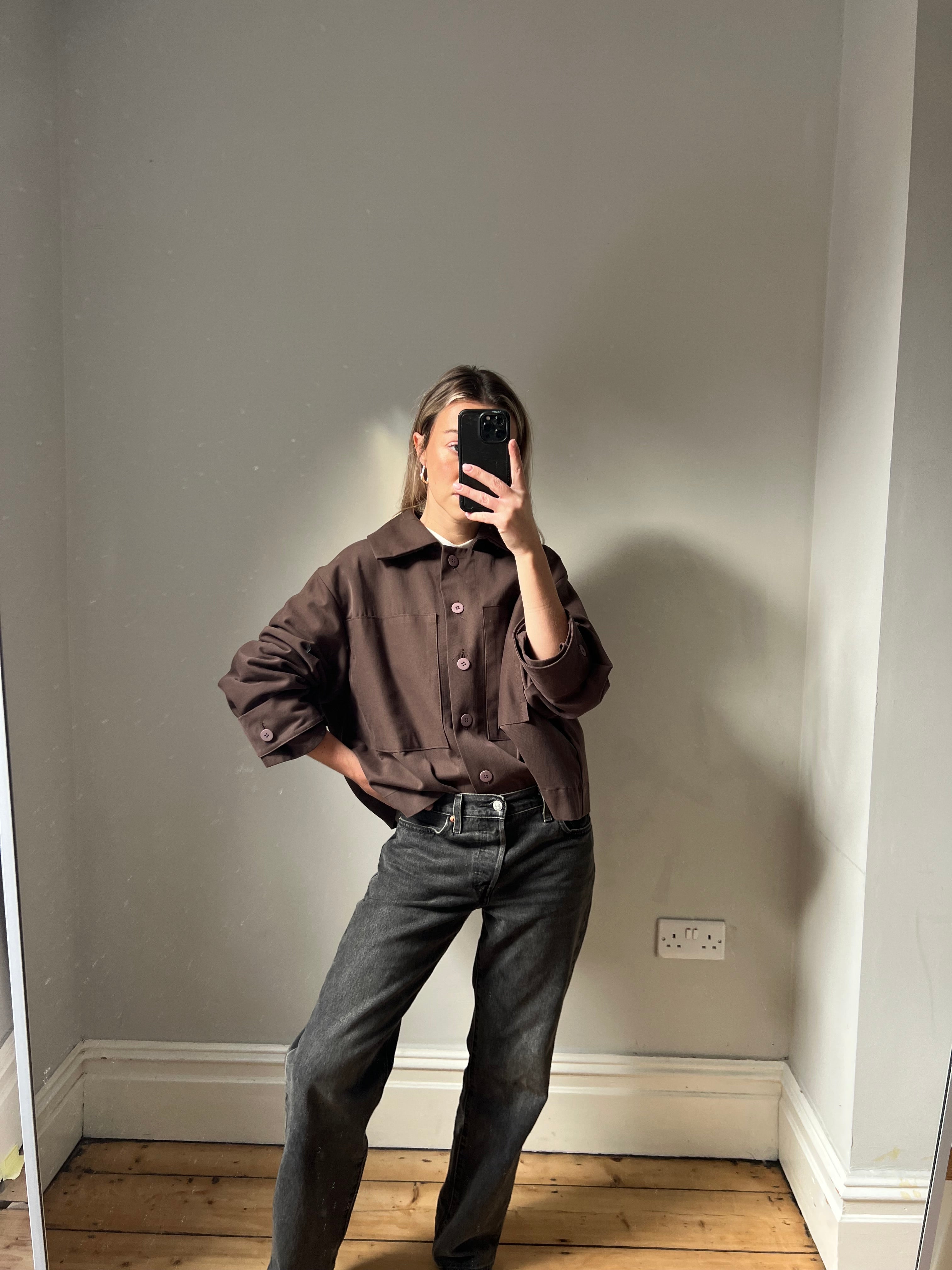 Short cotton brown jacket-sample