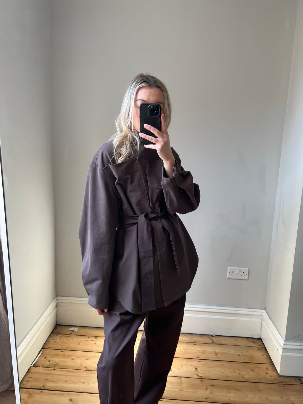 Brown cotton shacket -sample