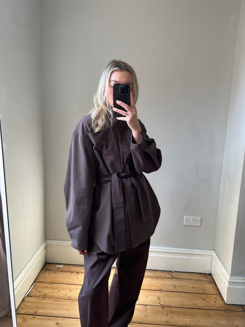 Brown cotton shacket -sample