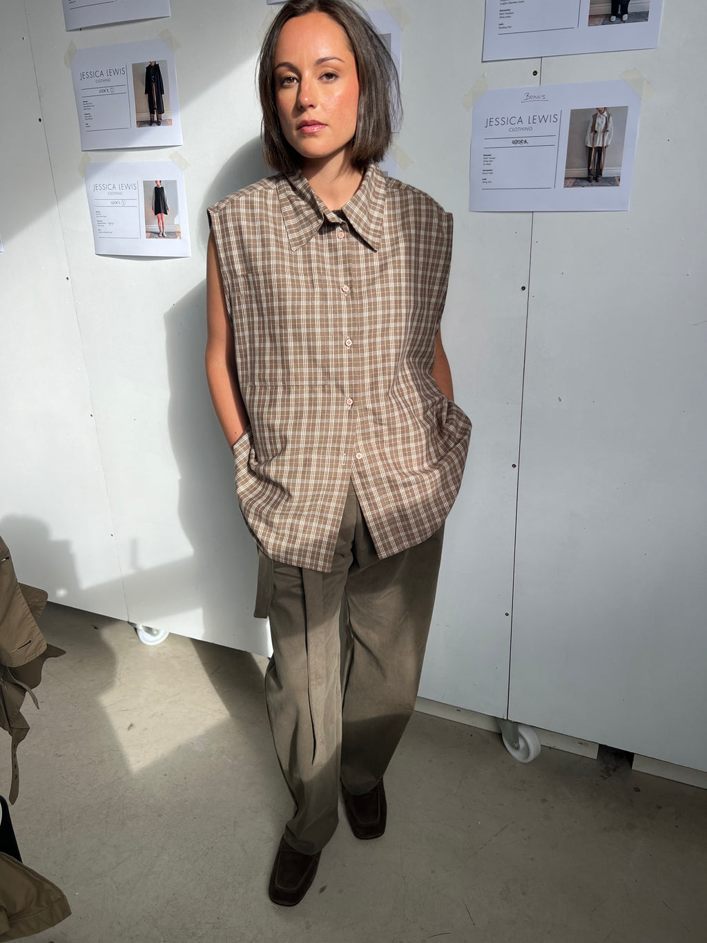 Sleeveless Checked Shirt
