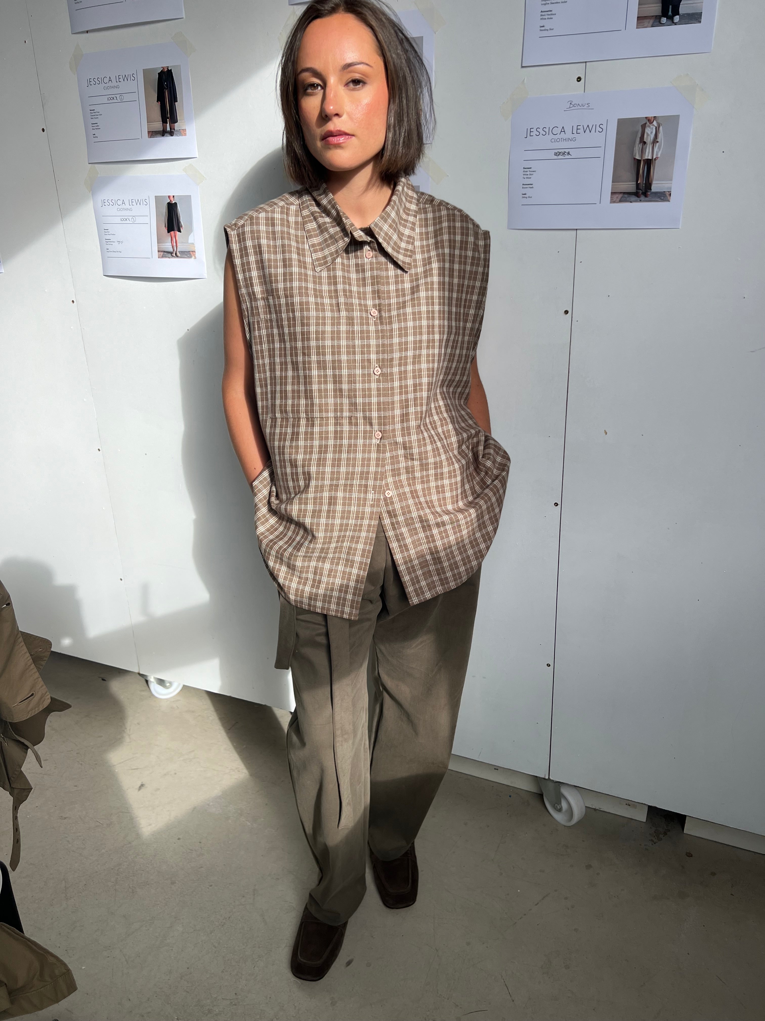 Sleeveless Checked Shirt
