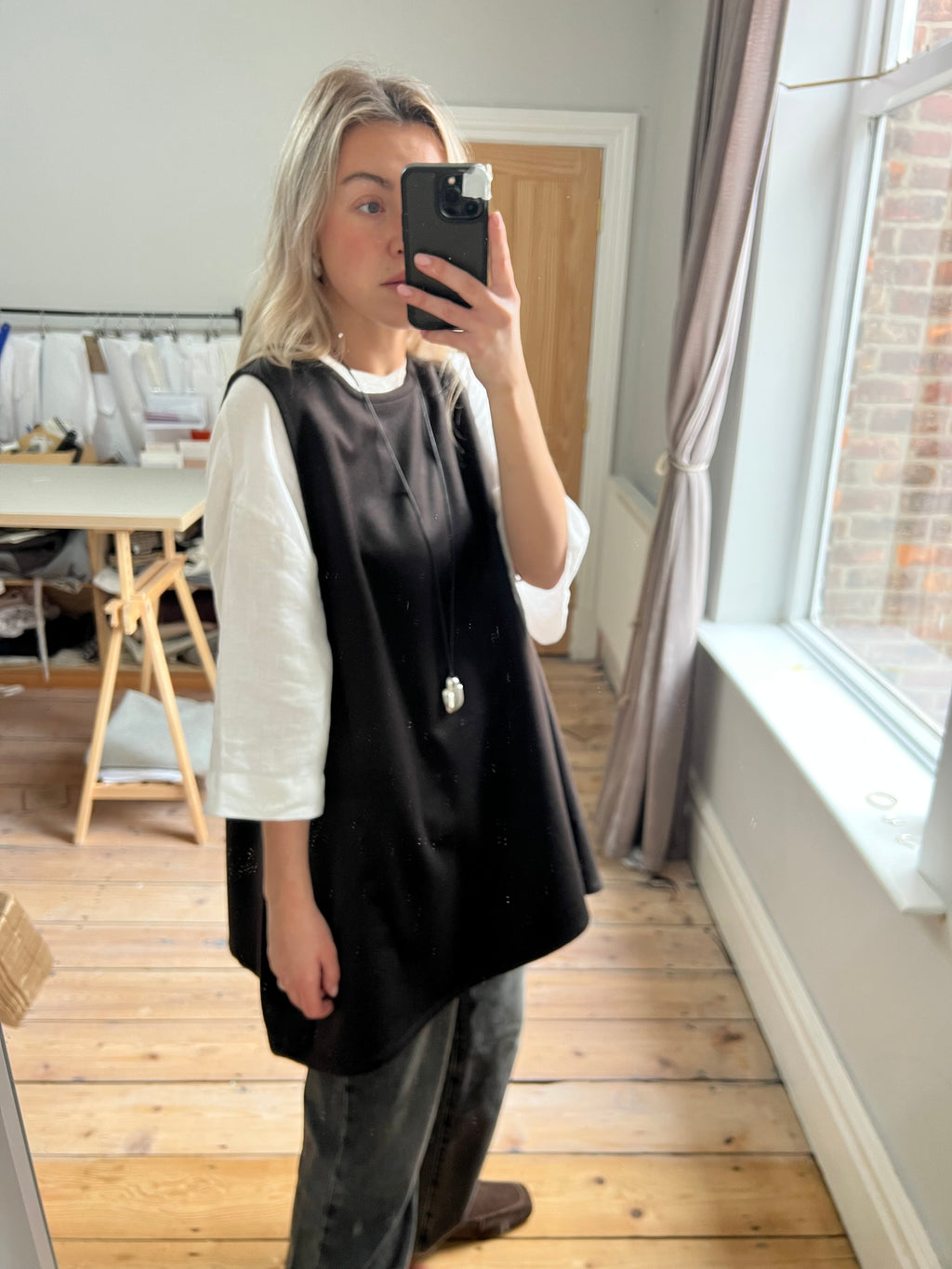 Wool Pinafore brown -sample