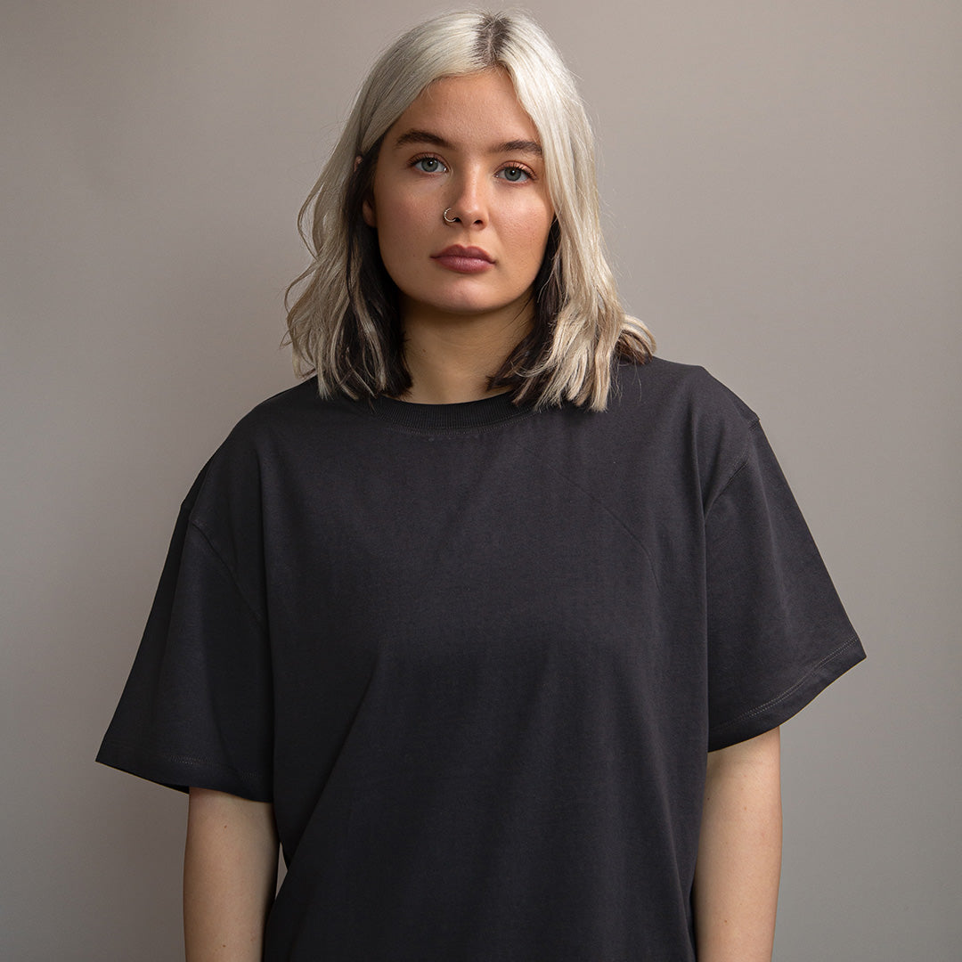 Unisex Boxy T-shirt in washed black